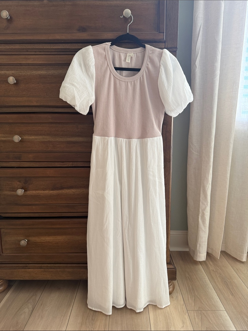 NWOT white and beige midi dress